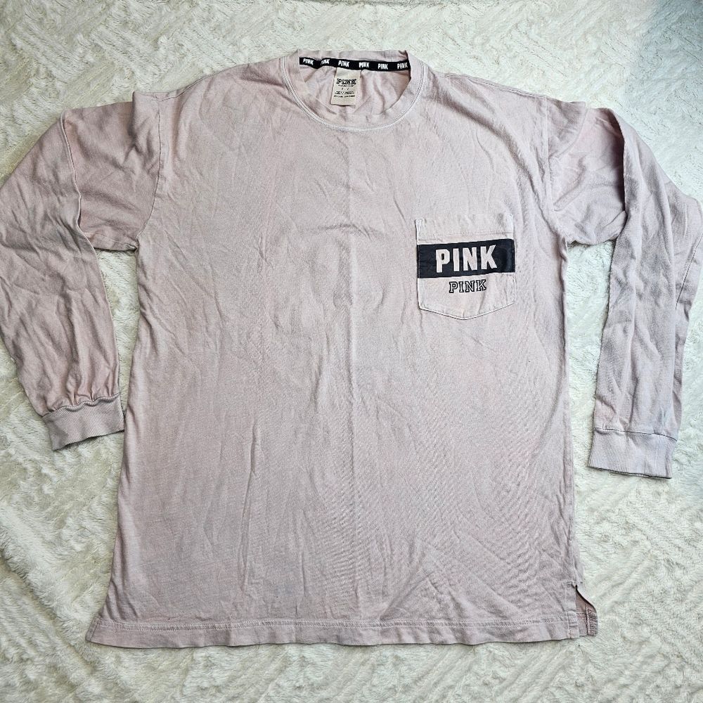 PINK Victorias Secret Long Sleeve Shirt Pink Women's Size Small (Flawed)